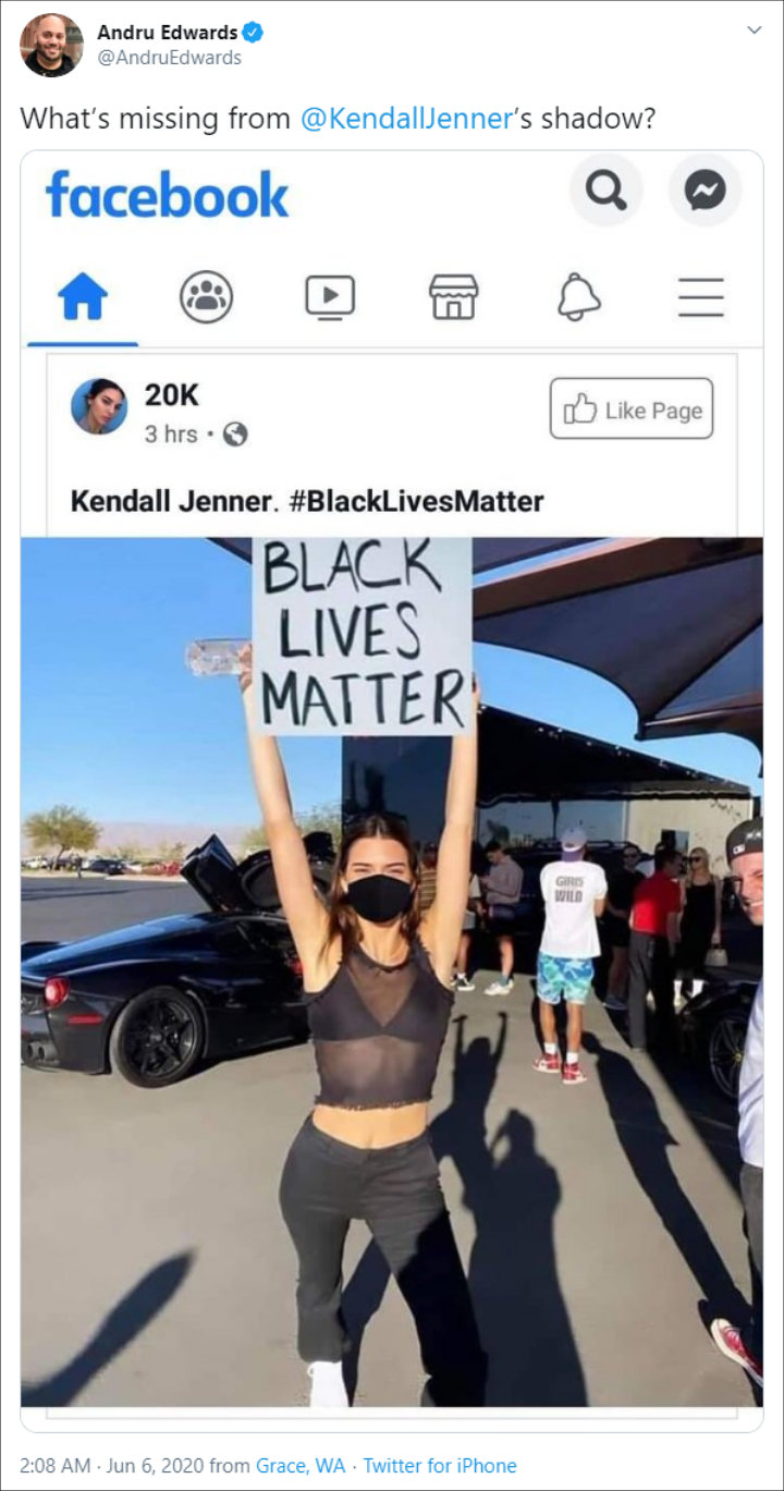 Kendall Jenner Denies Photoshopping Protest Picture