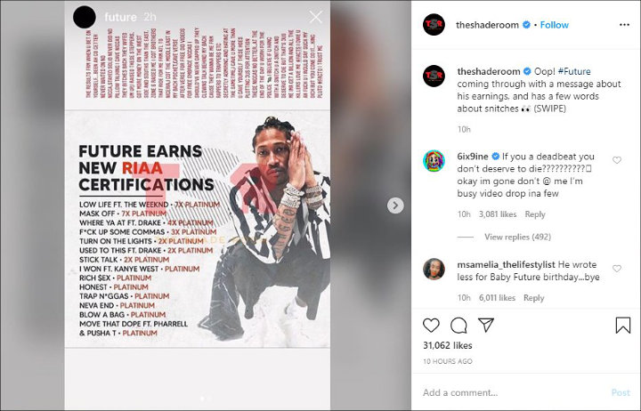 6ix9ine's Response to Future's Death Wish on Him and Nicki Minaj