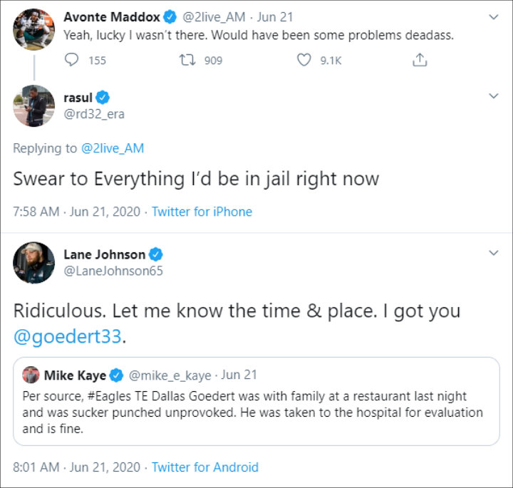 Supportive Tweets for Dallas Goedert