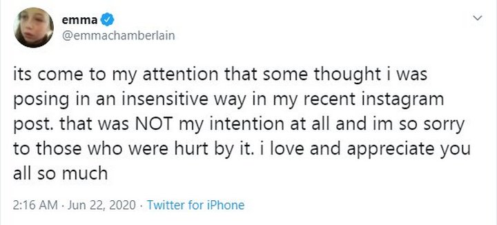 Emma Chamberlain Apologizes After Accused of Mocking Asians