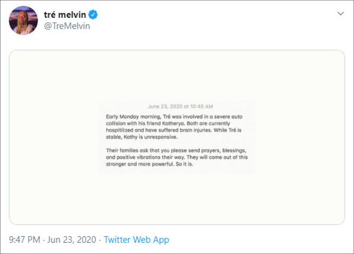 Tre Melvin's Twitter Post 02