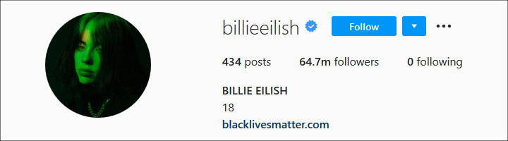 Billie Eilish's Instagram