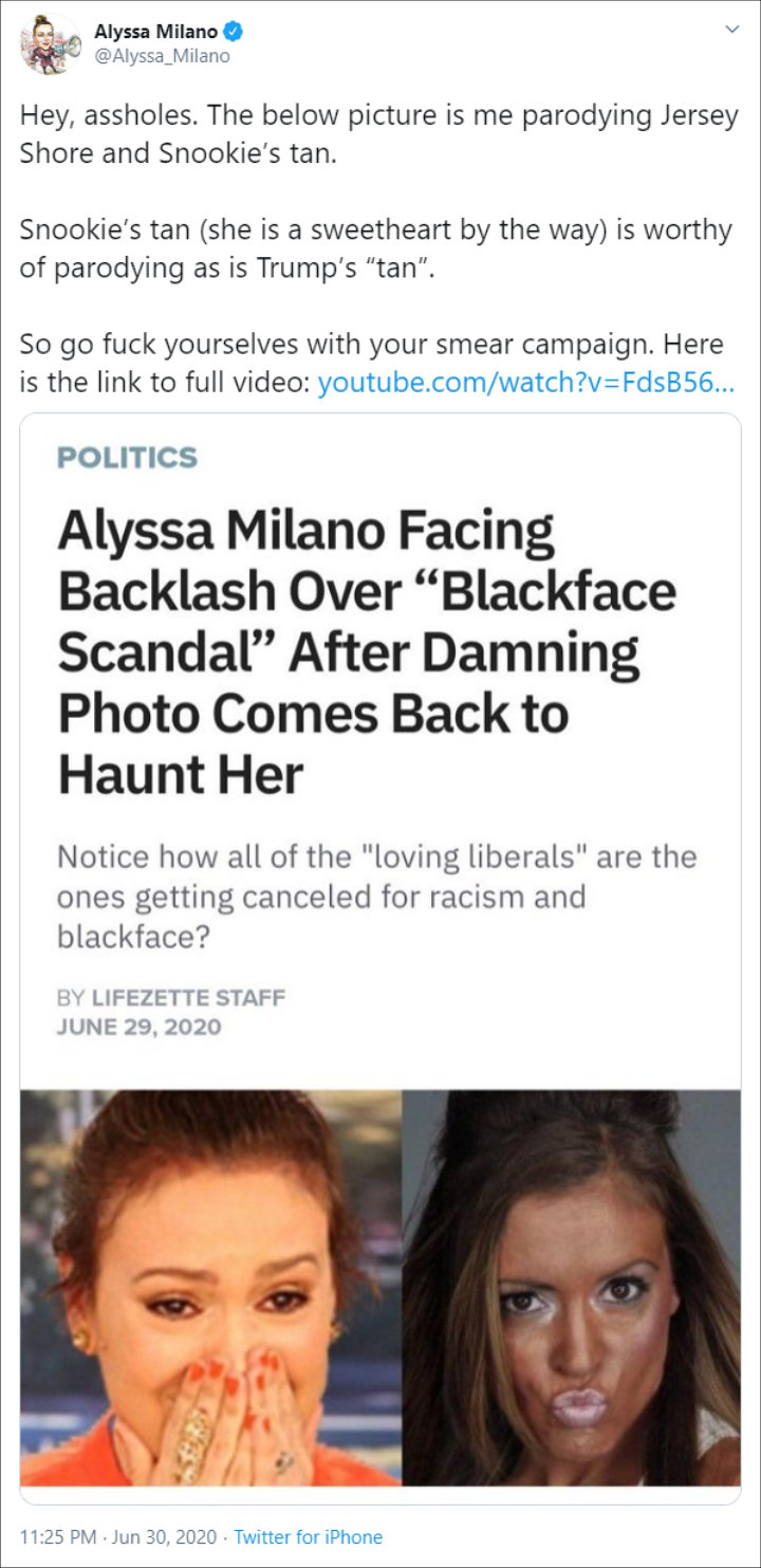 Alyssa Millano denied wearing blackface