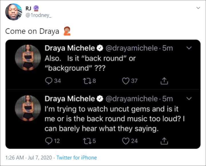Draya Michele asks how to spell background
