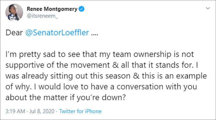 ream guard Renee Montgomery slammed Loeffler