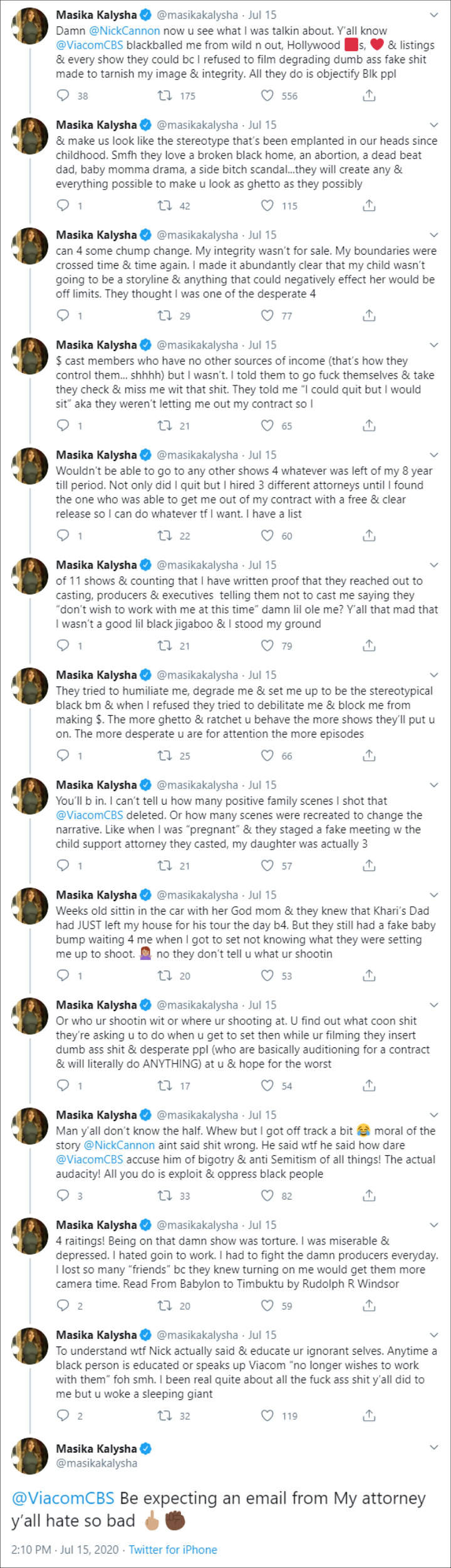 Masika Kalysha spilled the tea on ViacomCBS