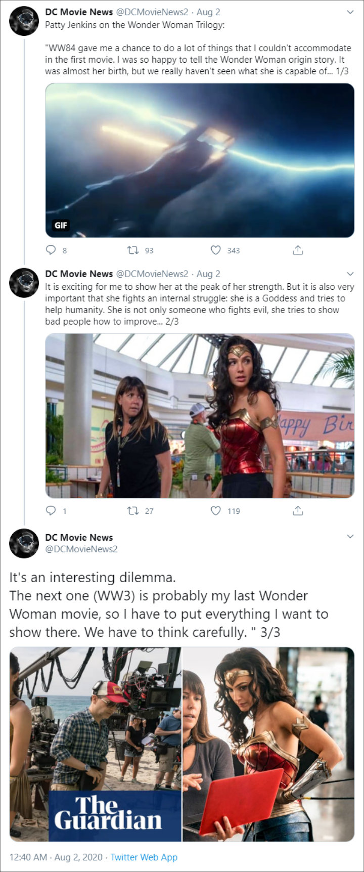 Patty Jenkins' Twitter Posts