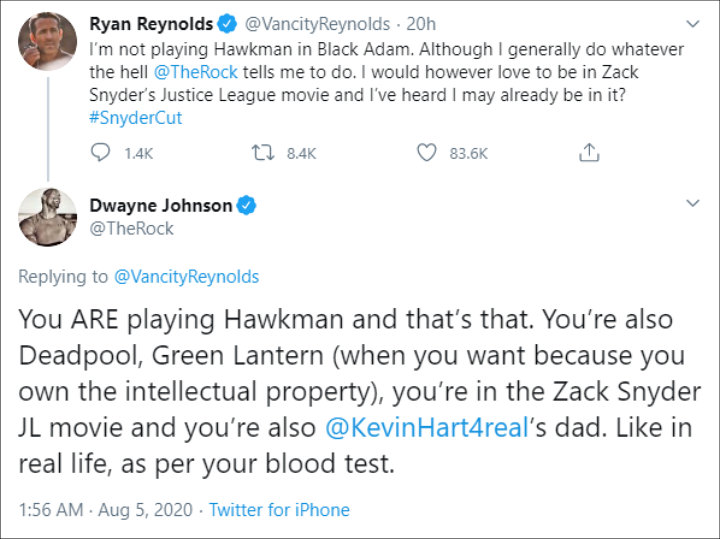 Dwayne Johnson's Reply to Ryan Reynolds' Tweet