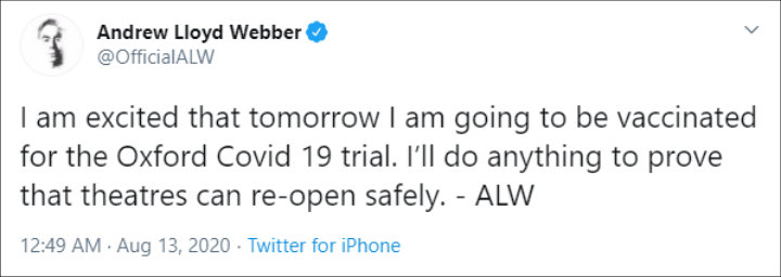 Andrew Lloyd Webber's Tweet