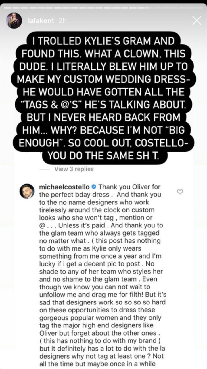 Lala Kent claimed Michael Costello once refused to make her a wedding dress