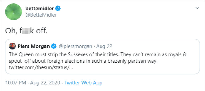 Bette Midler Defends Meghan Markle