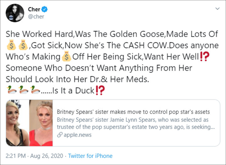 Cher's Twitter Post