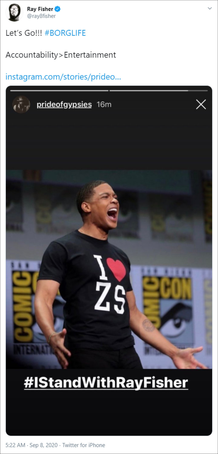 Ray Fisher Reposts Jason Momoa's Instagram Story