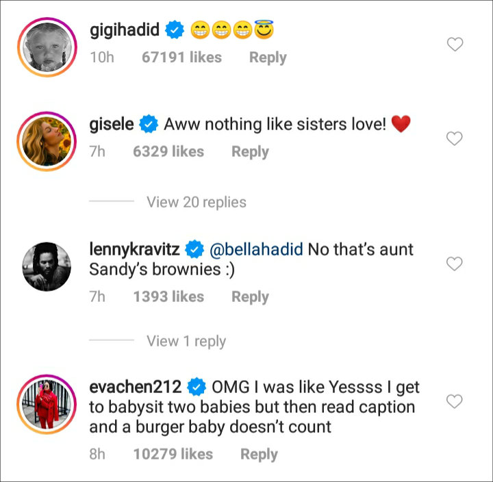 Comments on Bella Hadid's IG Post