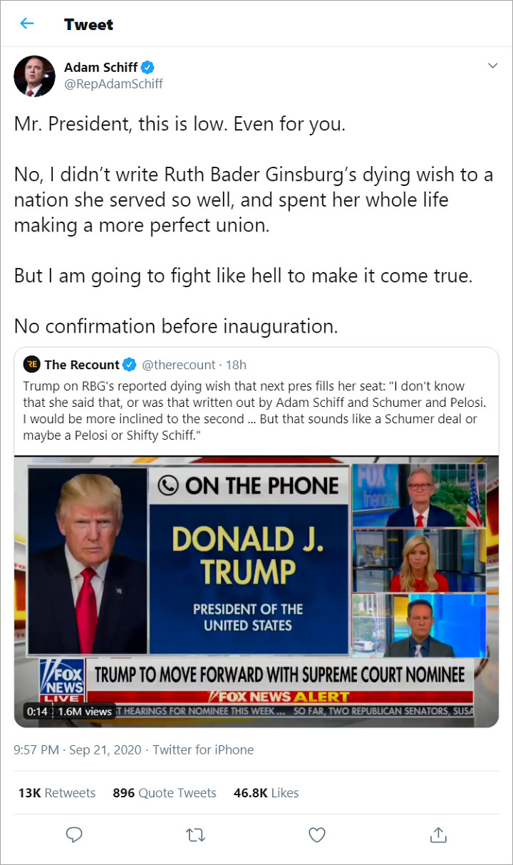 Adam Schiff Claps Back at Trump