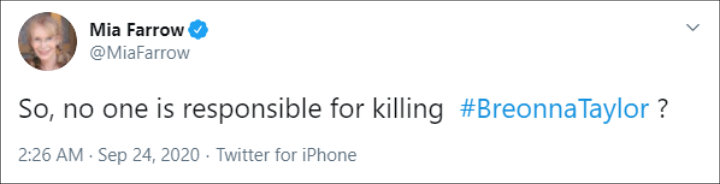 Mia Farrow also criticized the decision