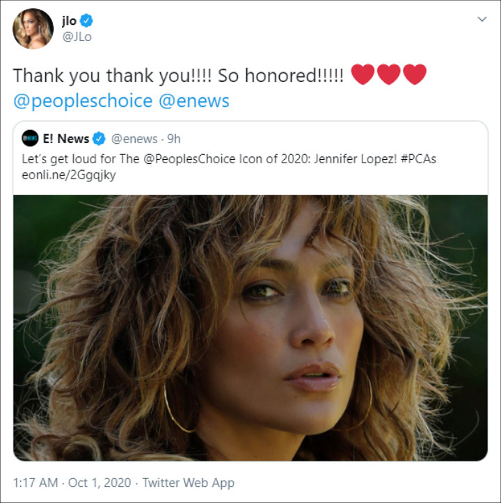 Jennifer Lopez's Tweet