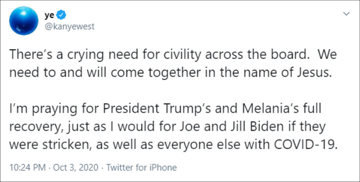 Kanye West's Twitter Post