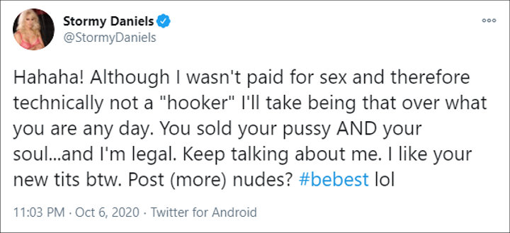 Stormy Daniels' Tweet