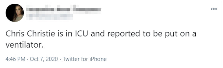 Tweet About Chris Christie's Condition