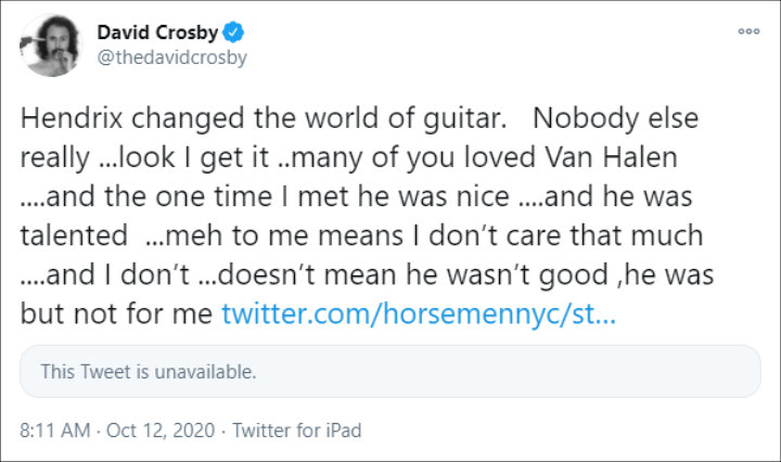 David Crosby's Tweet