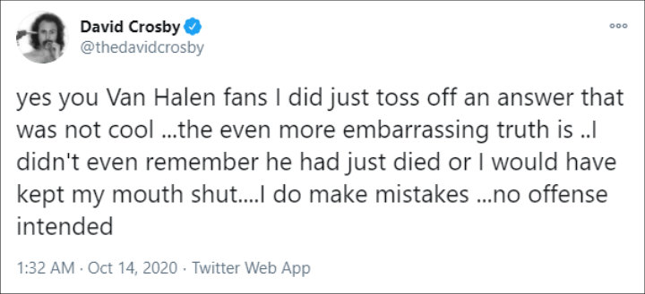 David Crosby's Tweet
