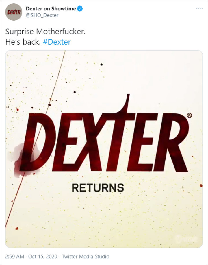 Showtime announced 'Dexter' revival