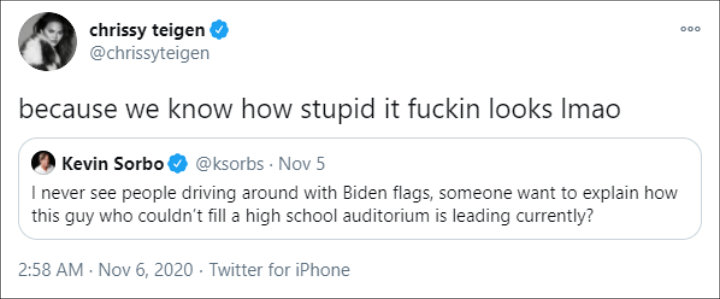 Chrissy Teigen's Reply to Kevin Sorbo's Tweet