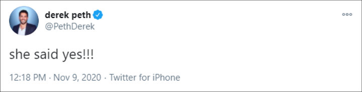 Derek Peth's Tweet