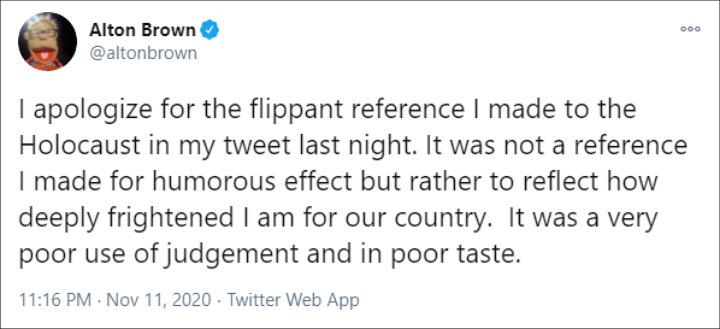 =Alton Brown's Tweet