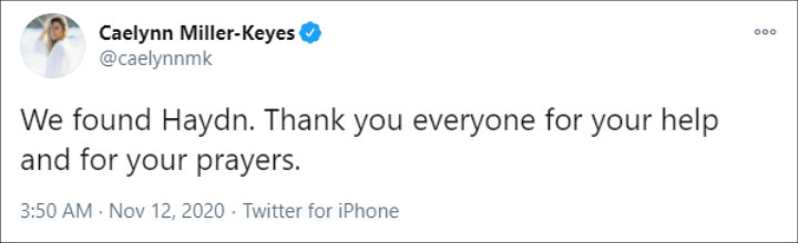 Caelynn Miller-Keyes' Tweet
