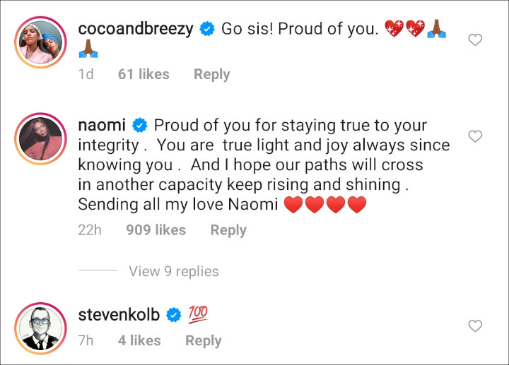 Naomi Campbell's IG Comment