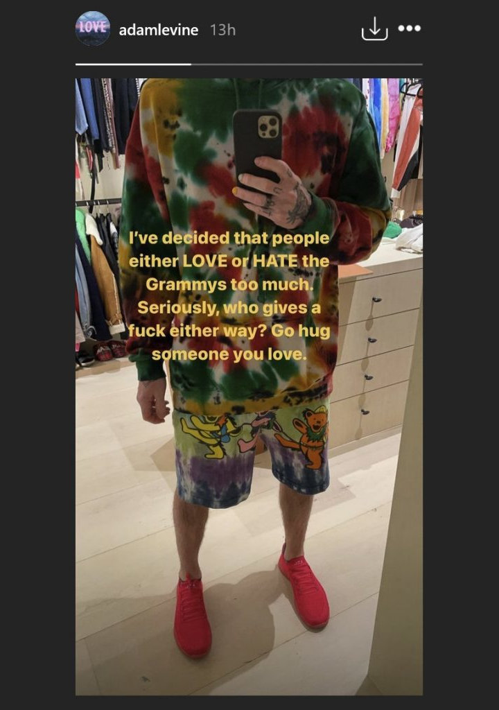 Adam Levine's Instagram Story