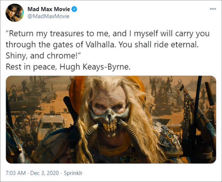 'Mad Max' Movie's Tweet