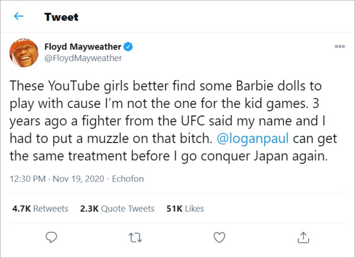 Floyd Mayweather, Jr.'s Tweet