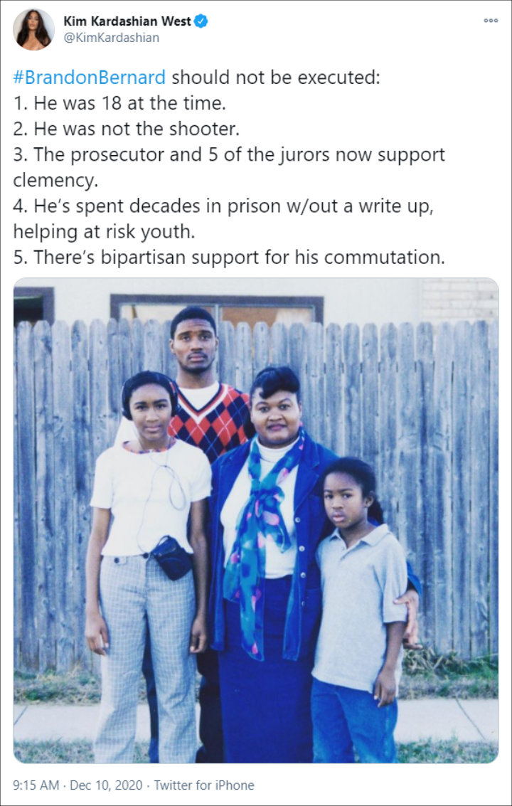 Kim noted 5 reasons why Brandon deserved a pardon
