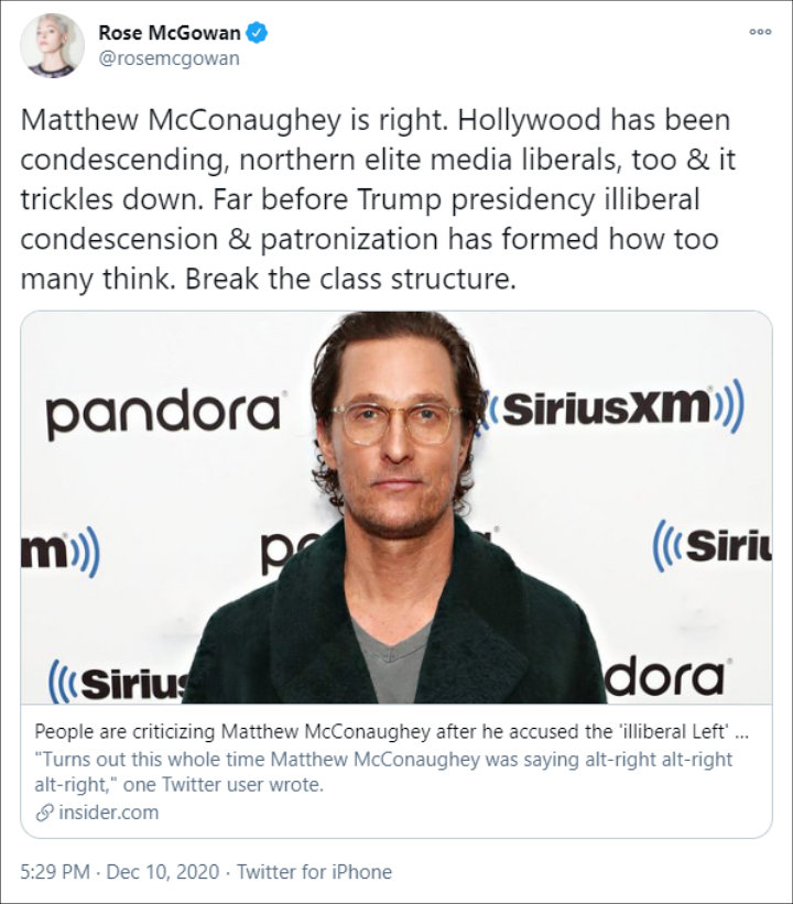 Rose McGowan's Tweet