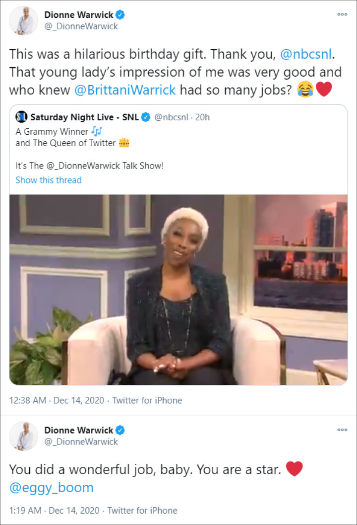 Dionne Warwick's Tweets