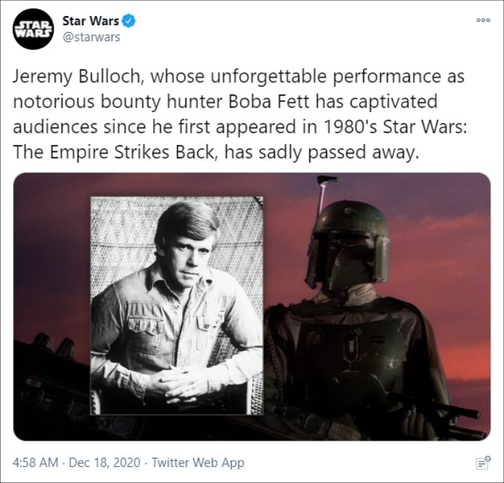 Tweet of 'Star Wars' Official Account