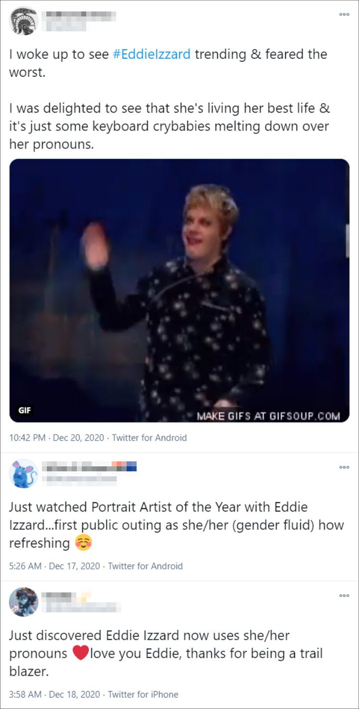 Twitter Reactions to Eddie Izzard