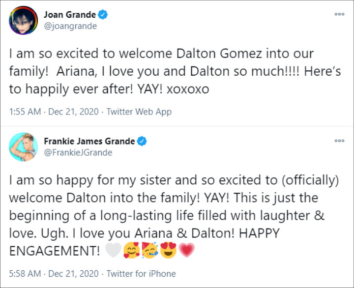 /Joan Grande and Frankie Grande's Tweets