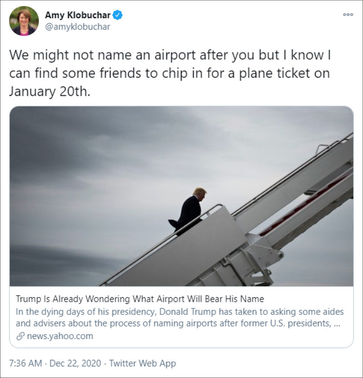 Amy Klobuchar's Tweet