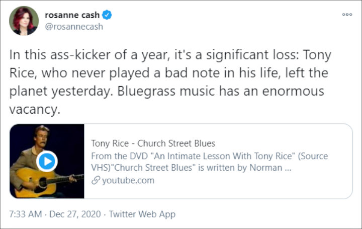 Rosanne Cash's Twitter Post