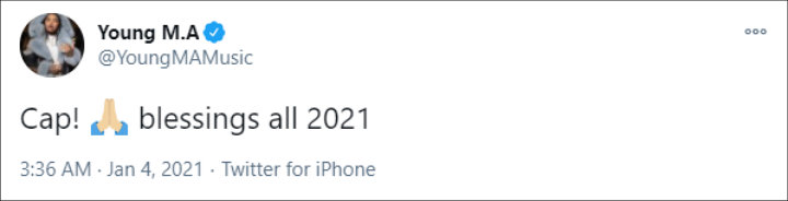 Young M.A.'s Tweet