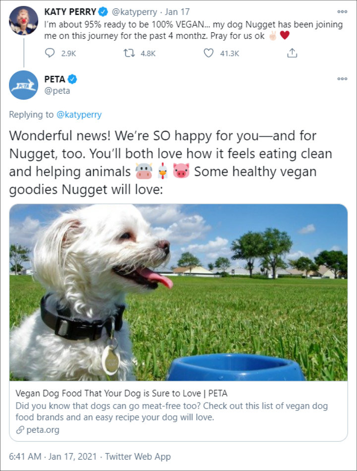 PETA's Twitter Post