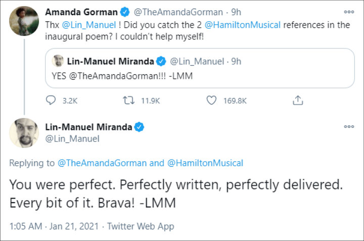 Lin-Manuel Miranda showed support to Amanda