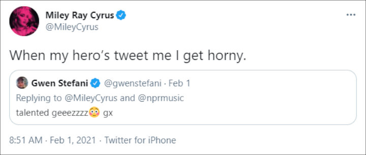 Miley Cyrus' Twitter Post