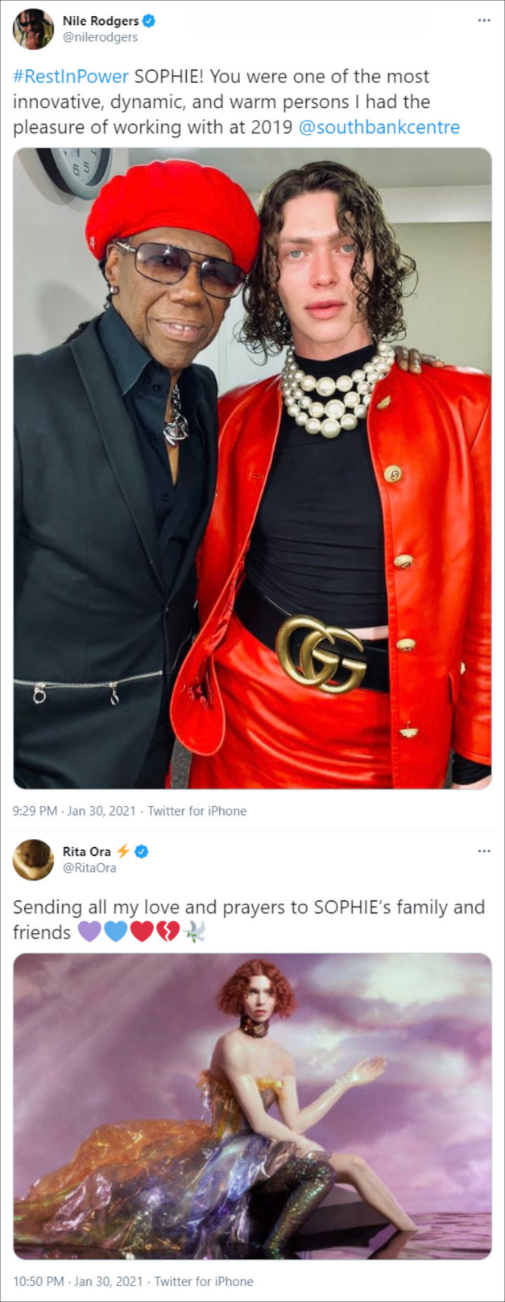 Nile Rodgers and Rita Ora's Tweets