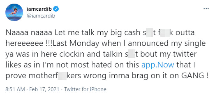 Cardi B's Twitter Post 01