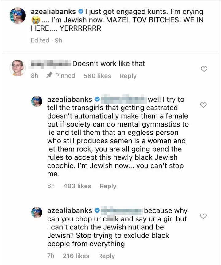 Azealia Banks's IG Comments
